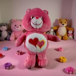 Care Bears 2002 Love-A-Lot Bear Pink 9" Plush Stuffed Animal Toy Collectible